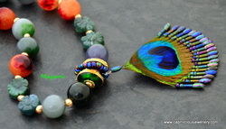 Peacock feather and Indian Agate necklace from Caprilicious Jewellery