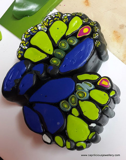 Polymer clay butterfly cane by Caprilicious Jewellery