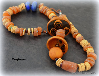Zenflower - a polymer clay necklace made at Caprilicious Jewellery