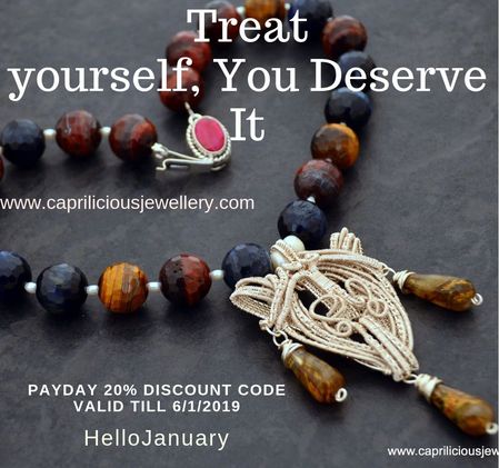 Payday discount code for December 2018 from Caprilicious Jewellery