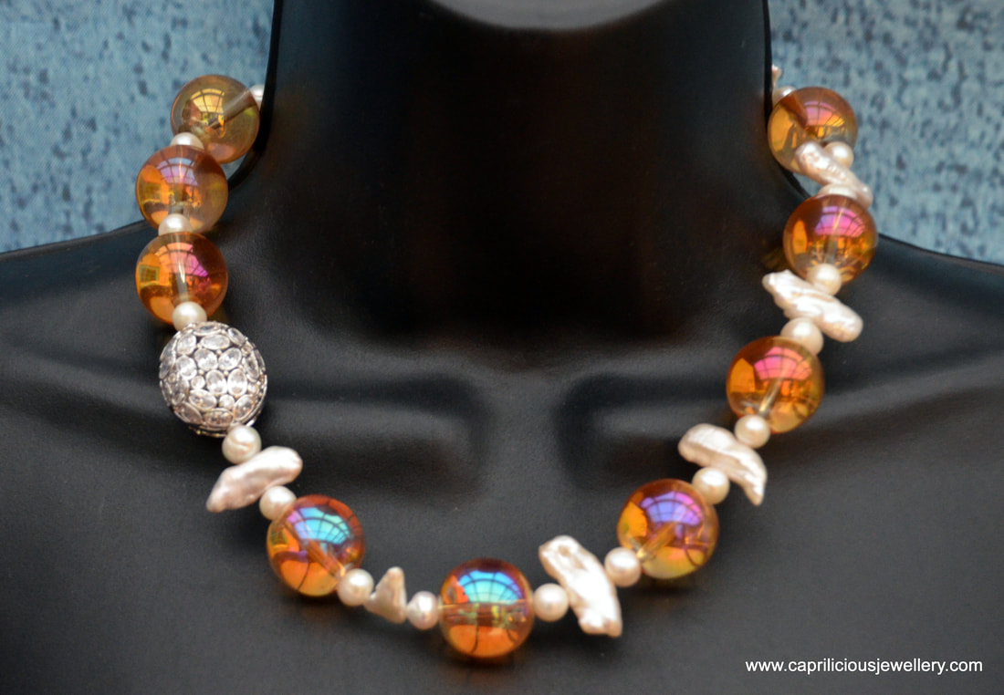 Biwa pearls, hand blown glass beads, golden beads, aura beads, baroque pearls, diamante, micro pave