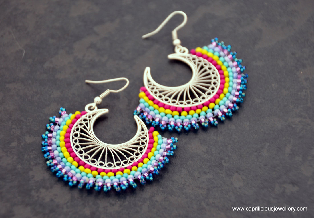 bead weaving, beaded earrings, seed beads, brick stitch earrings, colourful earrings, inexpensive statement earrings