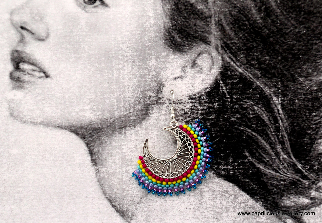 bead weaving, beaded earrings, seed beads, brick stitch earrings, colourful earrings, inexpensive statement earrings