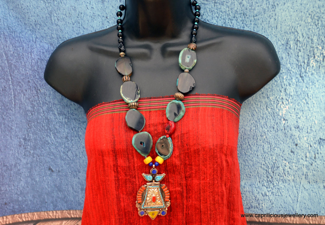 East Meets West necklaces with Nepalese pendants by Caprilicious Jewellery