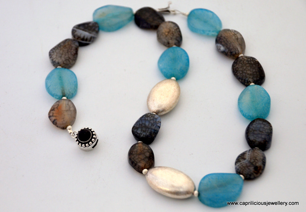 Dragons vein agate and blue agate necklace by Caprilicious Jewellery