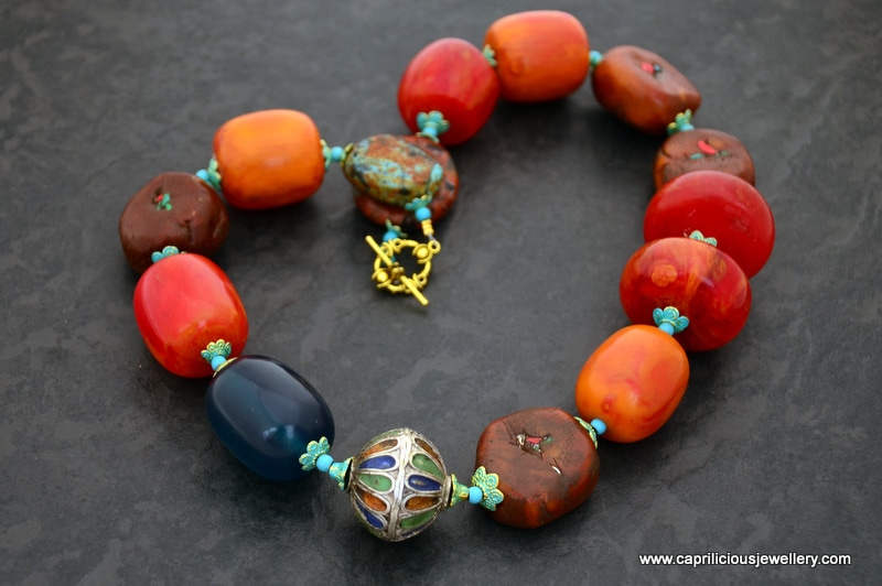 Faux amber necklace by Caprilicious jewellery