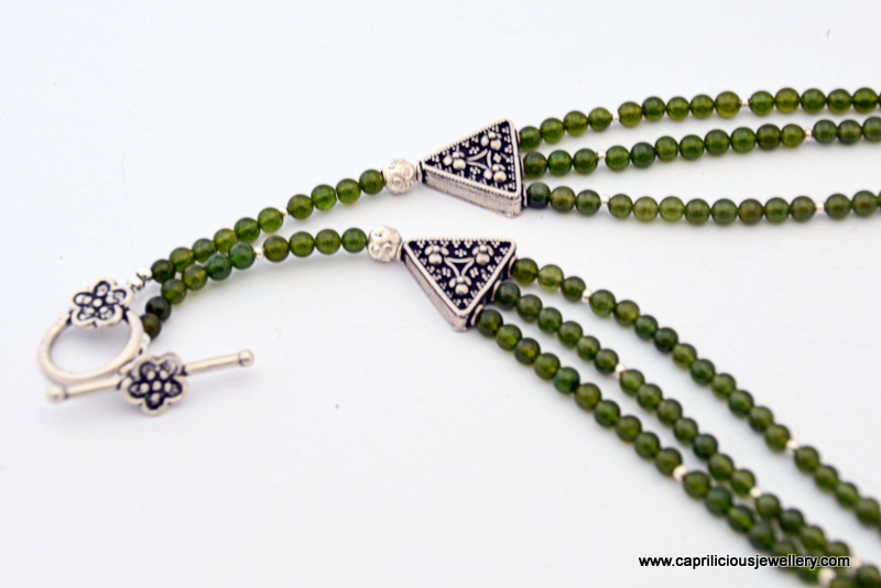 Jade and silver multi strand necklace by Caprilicious Jewellery