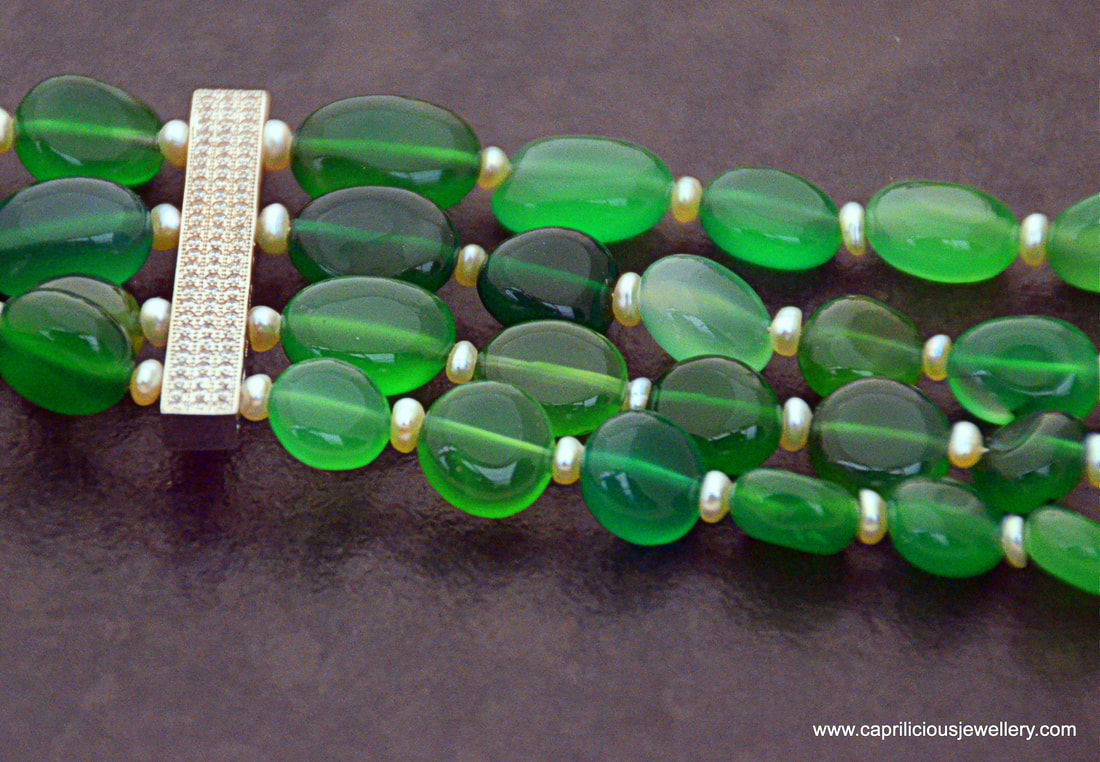 Bling, green onyx, multistrand necklace, statement necklace, evening necklace, diamante
