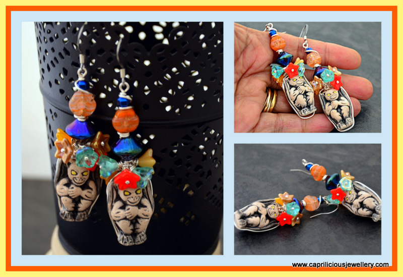 Kahlo inspired gremlin/ ghoul Day of the Dead/ Halloween earrings by Caprilicious Jewellery
