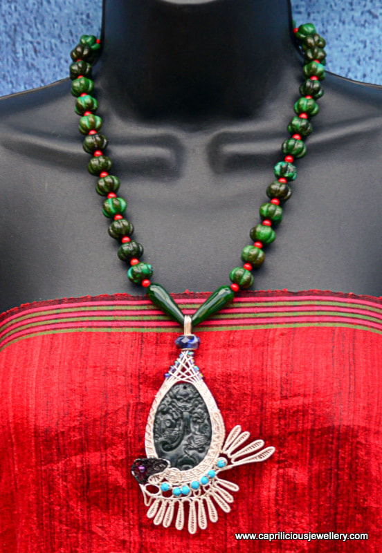 bead embroidery, paisley jewellery, large beads, statement necklace