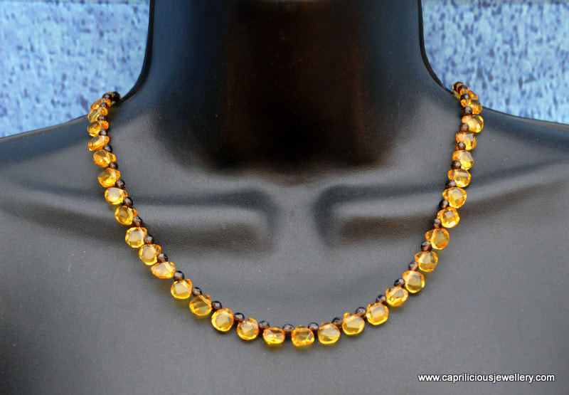 Citrine and smoky quartz necklace of Caprilicious Jewellery
