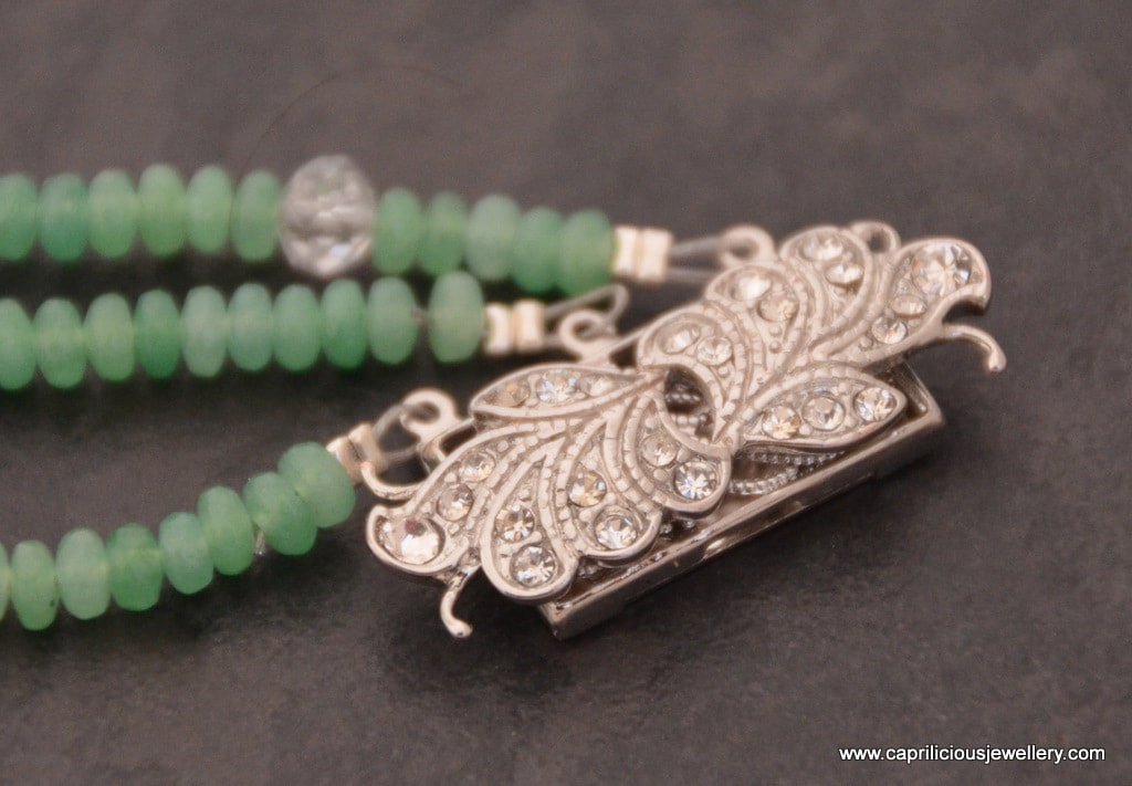Amalia, an aventurine and diamante four leaf clover necklace by Caprilicious Jewellery