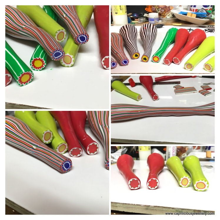 Polymer clay canes by Caprilicious Jewellery