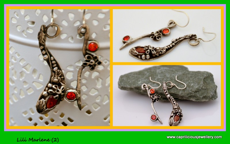 99% silver asymmetrical floral earrings by Caprilicious Jewellery
