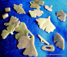 Polymer clay faux jade leaves by Caprilicious Jewellery