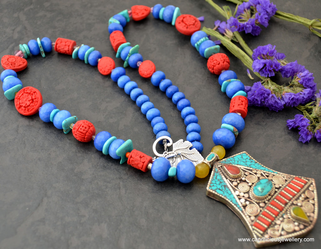 East Meets West necklaces with Nepalese pendants by Caprilicious Jewellery