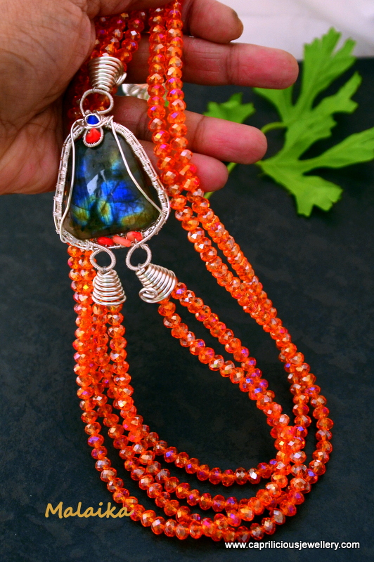 Malaika - orange crystal and labradorite necklace from Caprilicious Jewellery
