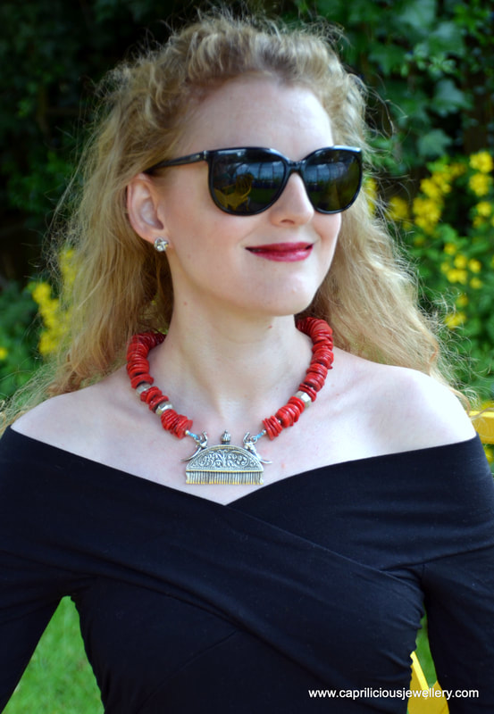 Siren Song, sterling silver and coral necklace by Caprilicious Jewellery