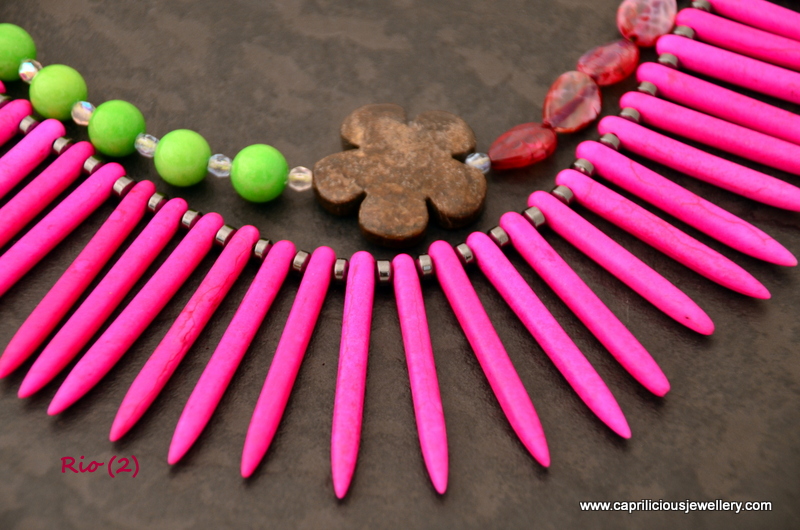 Howlite spikes tribal necklace in bright colours by Caprilicious Jewellery