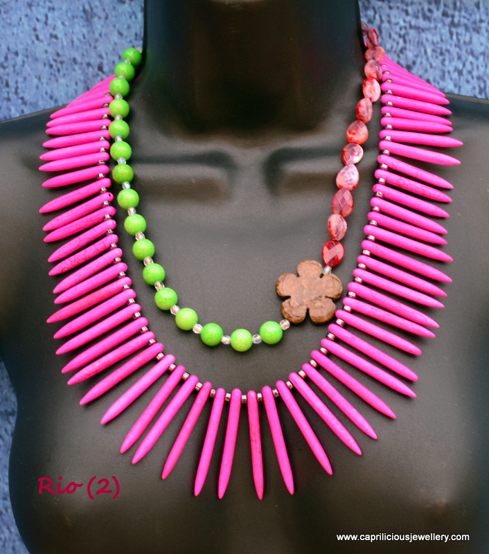 Howlite spikes tribal necklace in bright colours by Caprilicious Jewellery