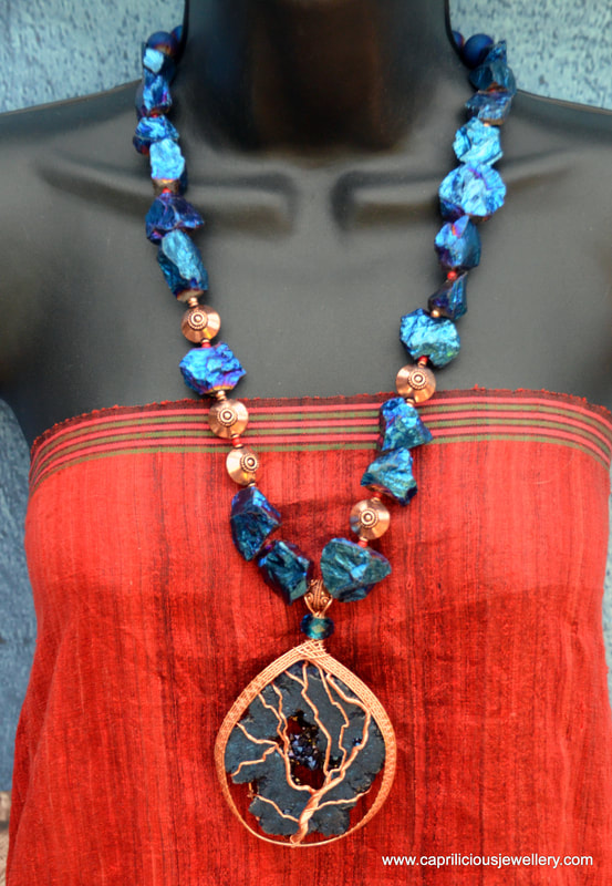 Tree of Life necklace on Titanium quartz nuggets by Caprilicious