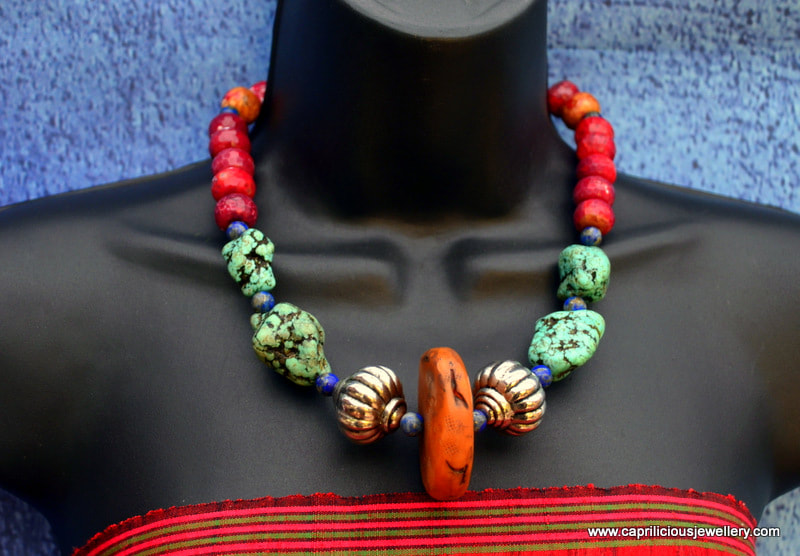 #fauxamber #polymerclay #lagenlooknecklace #tribalnecklace #capriliciousjewellery
