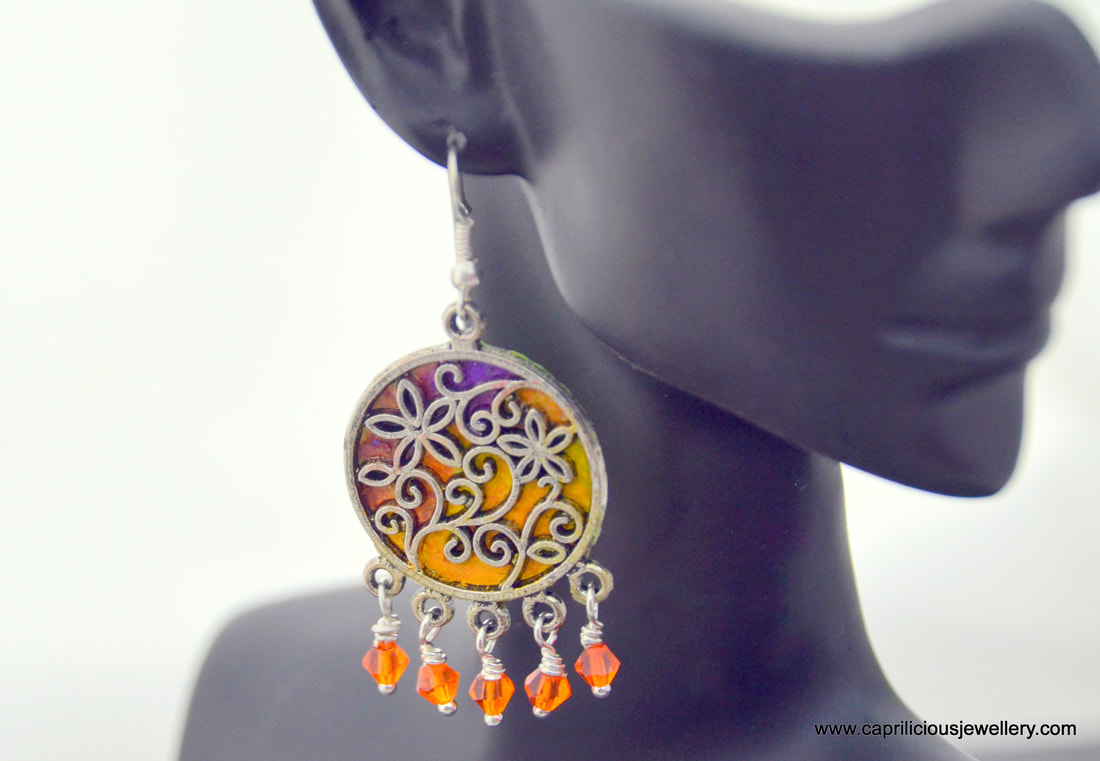 Faux stained glass earrings by Caprilicious Jewellery