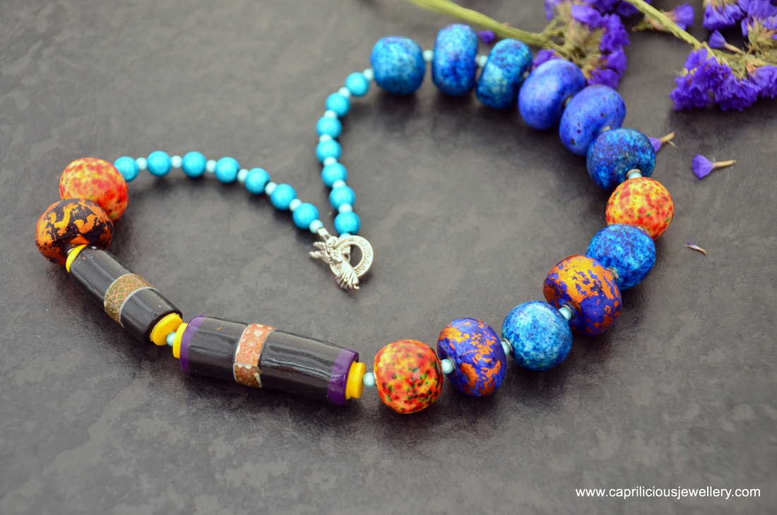 Ultralight polymer clay beads, colourful, inexpensive necklace