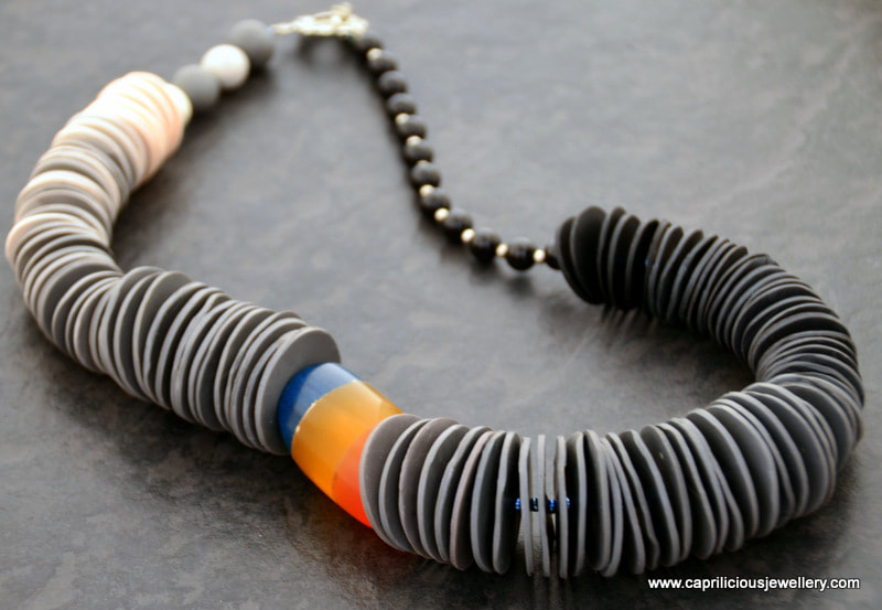 Polymer clay disc bead necklace by Caprilicious Jewellery