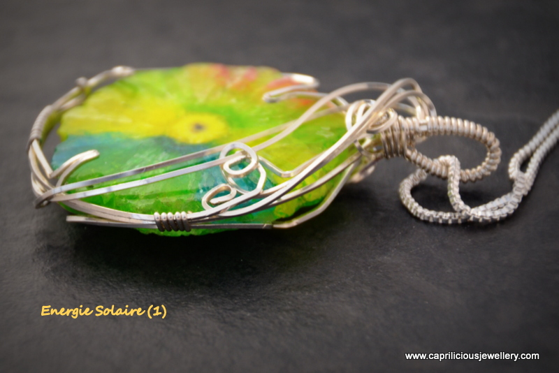 Énergie Solaire - Solar quartz and sterling silver wire work pendants by Caprilicious Jewellery