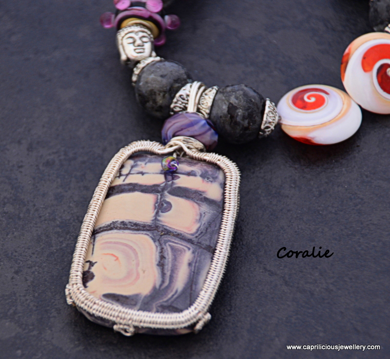 Coral fossil and Spectrolite necklace by Caprilicious Jewellery