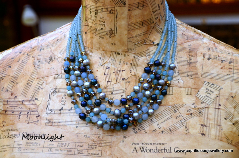 Blue Jade and pearl necklace by Caprilicious Jewellery