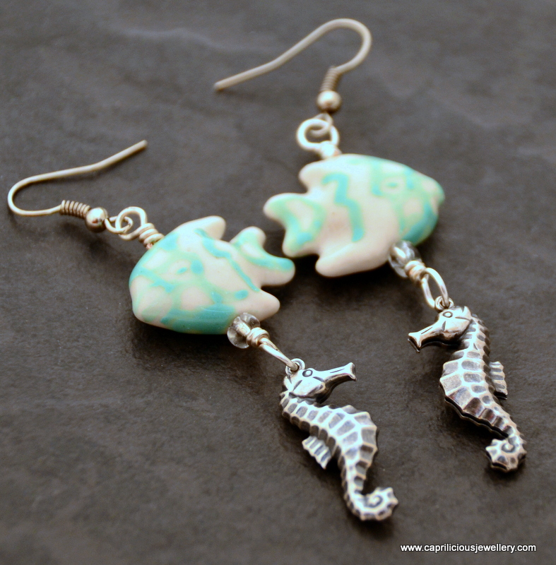 fishand seahorse earrings by Caprilicious jewellery