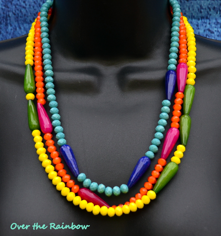 Multicolour opaque crystal and dyed jade necklace with aventurine clasp by Caprilicious Jewellery