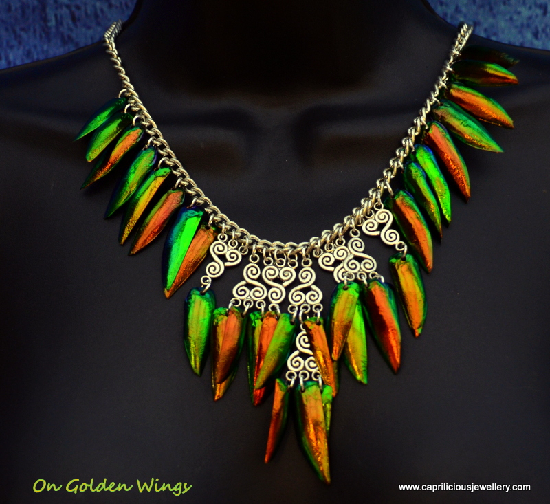 Beetle wing elytra jewellery at Caprilicious Jewellery