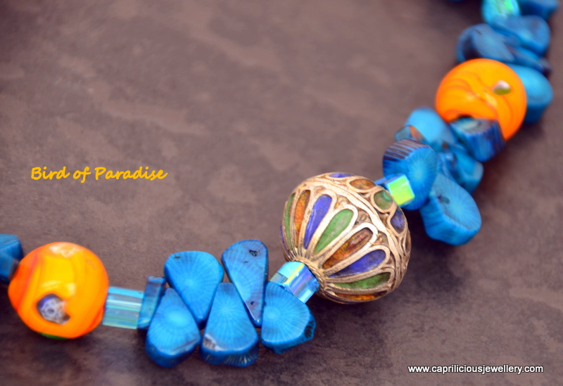 The Bird of Paradise Necklace - blue bamboo coral and ceramic and Moroccan beads by Caprilicious Jewellery