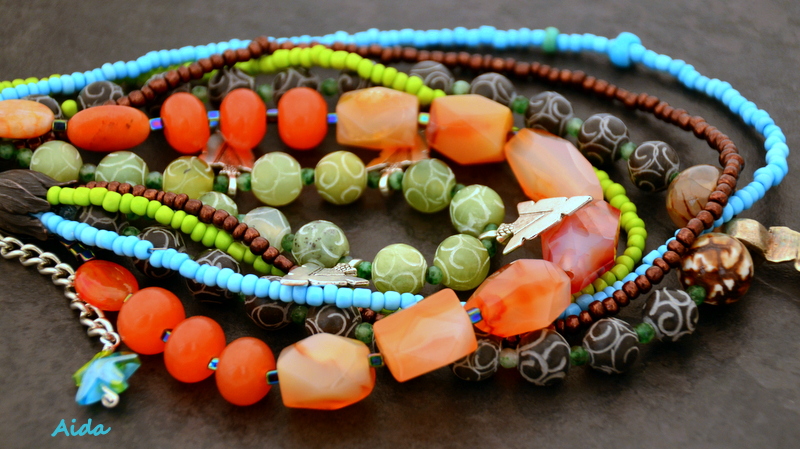 Ethiopian Coptic cross on a multi strand necklace with jade and carnelian by Caprilicious Jewellery