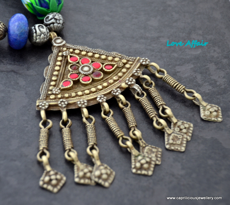 Love Affair - Kuchi Pendant and polymer clay beads - Tribal Bling from Caprilicious Jewellery