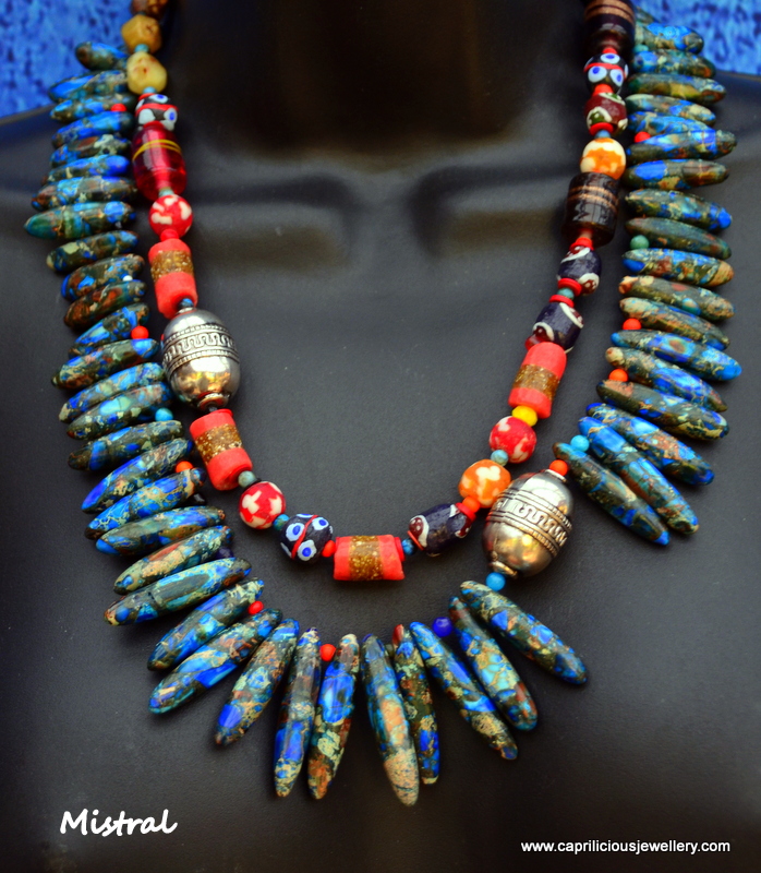 Mistral - two strand sea sediment jasper necklace by Caprilicious Jewellery