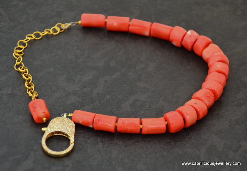 Coral nugget choker by Caprilicious Jewellery