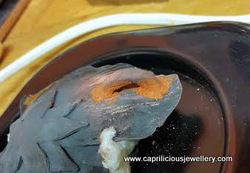 Repairing a copper clay piece by Caprilicious Jewellery