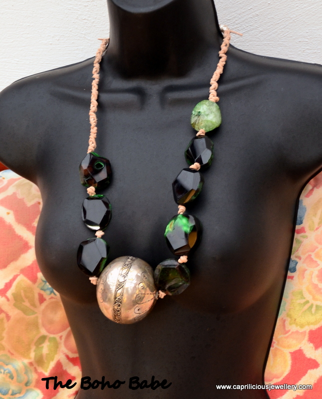 The Boho Babe - Green Agate and a Moroccan bead by Caprilicious Jewellery