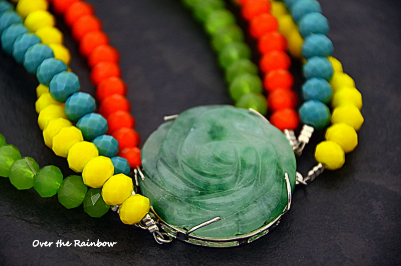 Over the Rainbow colour block crystal and agate necklace with aventurine clasp by Caprilicious Jewellery