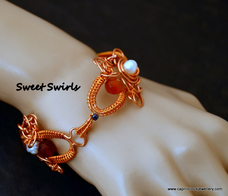 Sweet Swirls - copper wire bracelet by Caprilicious Jewellery