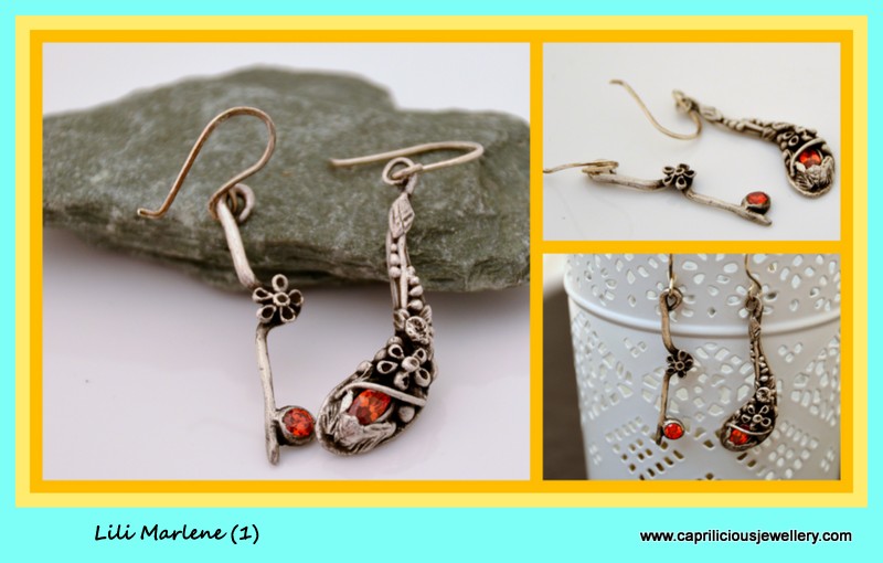 99% silver asymmetrical floral earrings by Caprilicious Jewellery