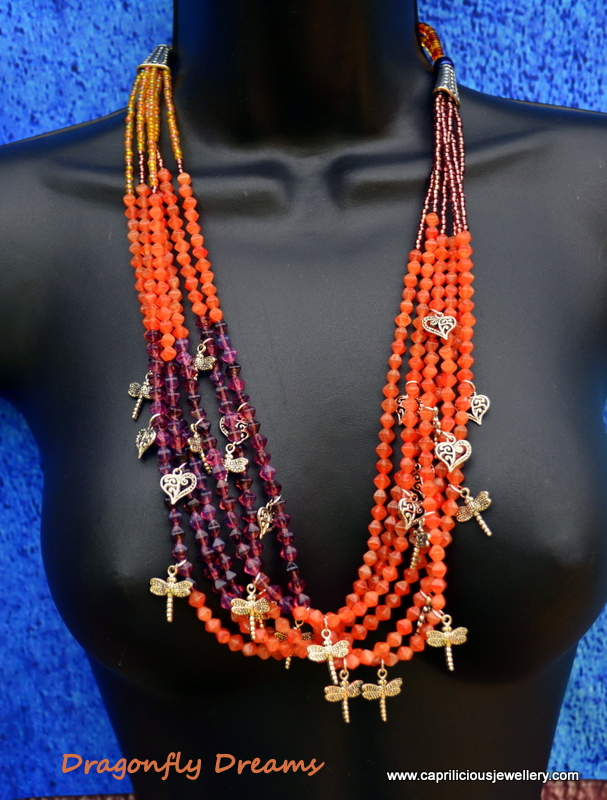 Dragonfly Dreams - Czech glass multi strand necklace by Caprilicious Jewellery