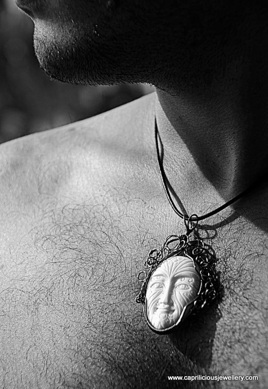 Unisex Jewellery, Jewellery for men, bone Maori warrior, leather necklace by Caprilicious Jewellery