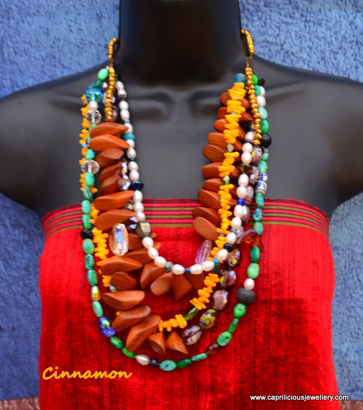 Cinnamon - multi strand statement necklace by Caprilicious Jewellery