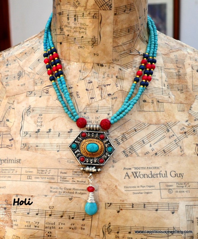 Holi - a Ghau box necklace by Caprilicious Jewellery