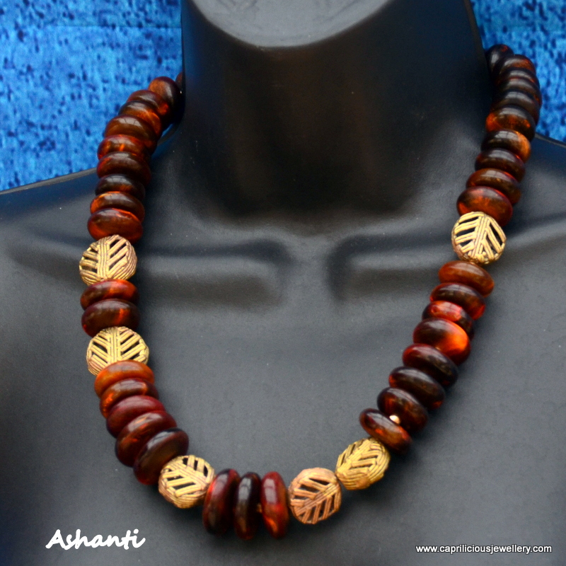 Horn and African brass beads by Caprilicious Jewellery